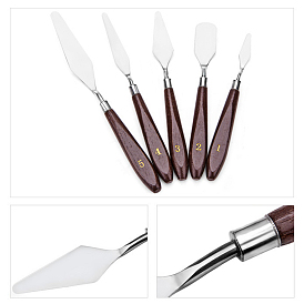 Juego de espátulas de acero inoxidable, con mango de madera, espátula cuchillos artista pintura al óleo herramientas