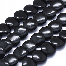 Натуральный черный камень бисер нитей, плоско-круглые