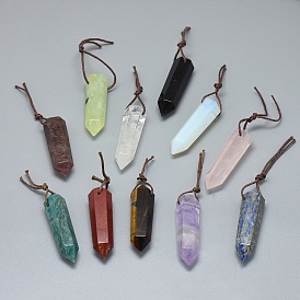 Natural & Synthetic Mixed Stone Big Pointed Pendants, Faceted, Bullet