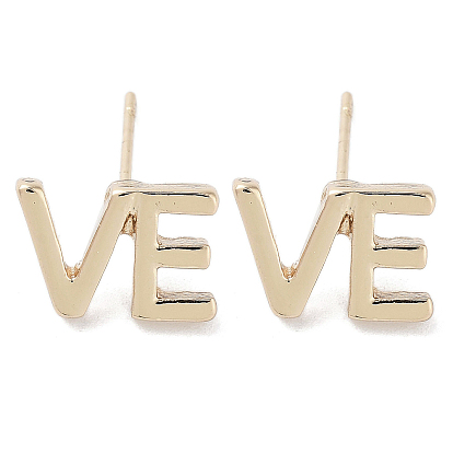 Boucles d'oreilles à clous en alliage pour femmes, mot ve, avec 304 broches en acier inoxydable