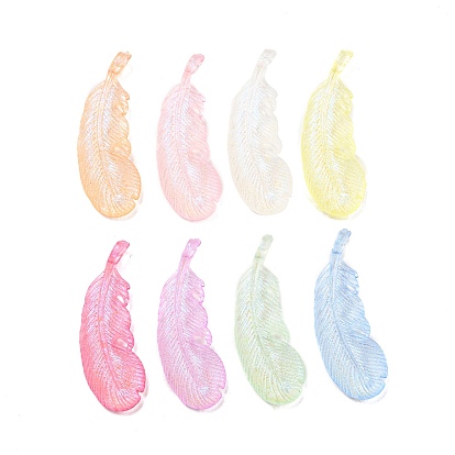 Подвеска акриловая прозрачная, блеск бисера, светится в темноте, перо