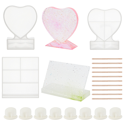 Фоторамка силиконовые формы, формы для литья смолы, для уф-смолы, изготовление ювелирных изделий из эпоксидной смолы, с одноразовыми латексными кроватками и палочками для мороженого из березы
