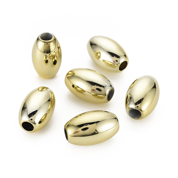 UV Plating Acrylic European Large Hole Beads, Oval