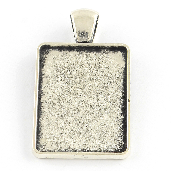 Тибетский стиль настройки прямоугольник сплава кулон кабошон, чашки безель с краями, без кадмия и без свинца, лоток : 25x18 мм, 36x20.5x2 мм, Отверстие : 7x4 мм , около 248 шт / 1000 г