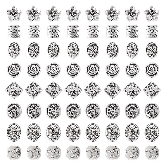 80 шт 8 стили бусины из сплава в тибетском стиле, разнообразные, без кадмия и без свинца