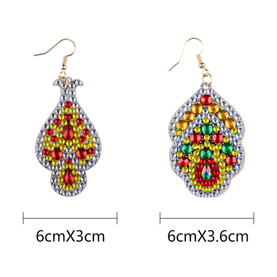 Boucles d'oreilles pendantes asymétriques bricolage faisant des kits de peinture au diamant, modèle mixte