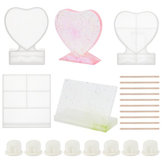 Фоторамка силиконовые формы, формы для литья смолы, для уф-смолы, изготовление ювелирных изделий из эпоксидной смолы, с одноразовыми латексными кроватками и палочками для мороженого из березы