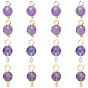 16Pcs 4 Colors Natural Amethyst Pendant and Connector Charms Sets, with 304 Stainless Steel & Brass Findings, Round, Golden & Stainless Steel Color