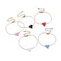Link Bracelets, with Handmade Japanese Seed Beads, Brass Cable Chains & Extension Chains, Heart