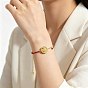 304 Stainless Steel Pave Deep Pink Cubic Zirconia Link Bracelets, Flat Round