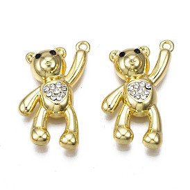 Crémaillère pendentifs en alliage placage, avec strass, sans cadmium et sans plomb, porter charmes, jet