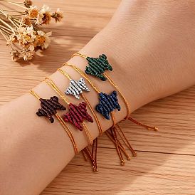 Браслеты из плетеного вощеного шнура для женщин, пятиконечную звезду