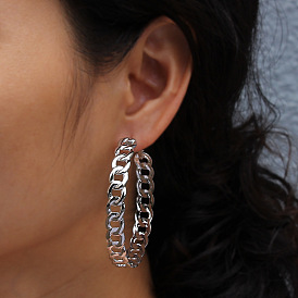 Fashionable Metal Ear Cuff Earrings with Hollow Chain - European and American Style