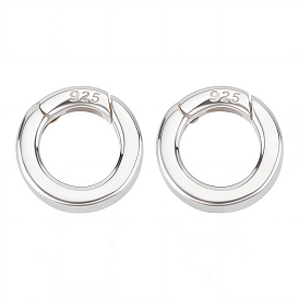 2Pcs 925 Sterling Silver Spring Gate Rings with 925 Stamp