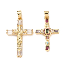 Латунные микро проложить кубического циркония подвески, крест прелести, золотые