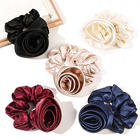 Rose Satin Elastic Hair Accessories for Girls or Women, Scrunchie/Scrunchy Hair Ties, Ponytail Holder