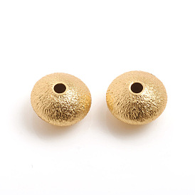 Matte Style Brass Textured Beads, Long-Lasting Plated, Rondelle