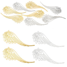 8шт. 2 цвета, большие кулоны из латуни с филигранным узором, гравированные металлические украшения, крыло