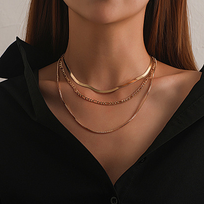 Модное короткое ожерелье в стиле панк для женщин - преувеличенная многослойная цепочка на шею в стиле хип-хоп с геометрическим узором