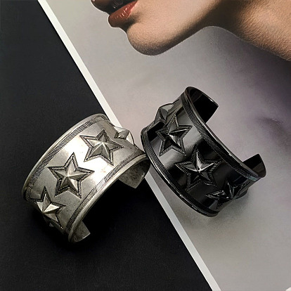 Ретро-браслеты-манжеты из латуни для женщин, звезда