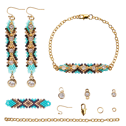 DIY Earring and Necklace Making, with MIYUKI & TOHO Japanese Seed Beads, Brass Micro Pave Grade AAA Cubic Zirconia Charms