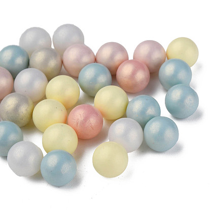 Spray Painted Acrylic Beads, Rubberized Style, No Hole, Round
