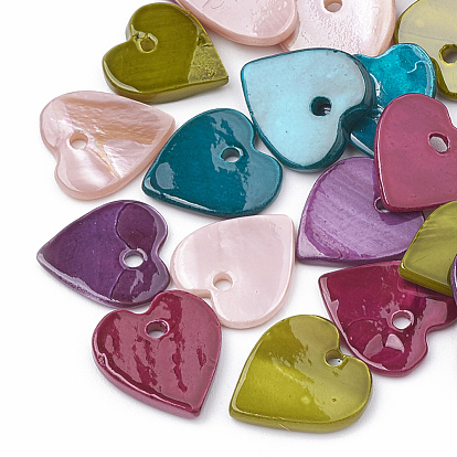 Freshwater Shell Charms, Spray Painted, Heart
