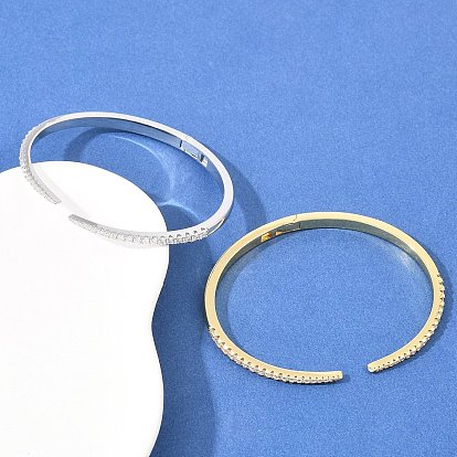 Браслеты на шарнирах из латуни с микропаве и прозрачным фианитом, браслеты-манжеты для женщин, долговечный, стойки покрытие, без свинца и без кадмия