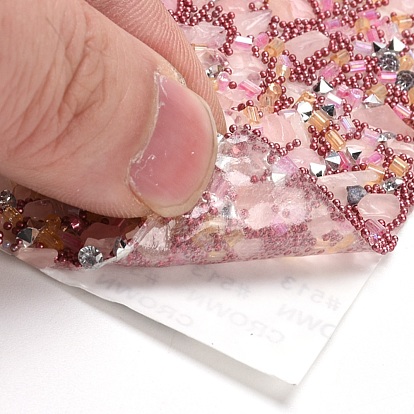 Natural & Synthetic Gemstone & Seedbeads Self-Adhesive Patches, Appliques, Costume Accessories, for Clothes, Bag Pants, Shoes, Cellphone Case