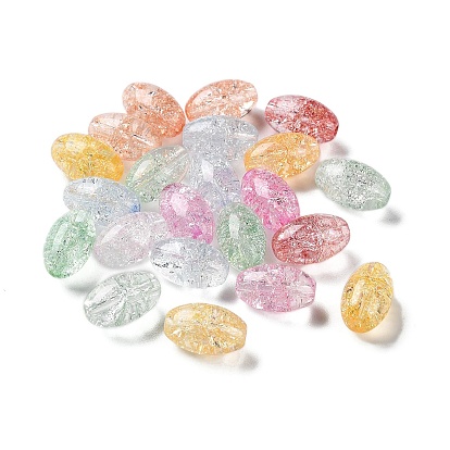 Transparent Crackle Glass Beads, Oval