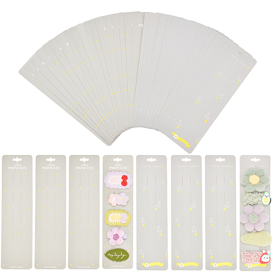64 Pcs 2 Styles Paper Hair Clip Display Cards, Rectangle