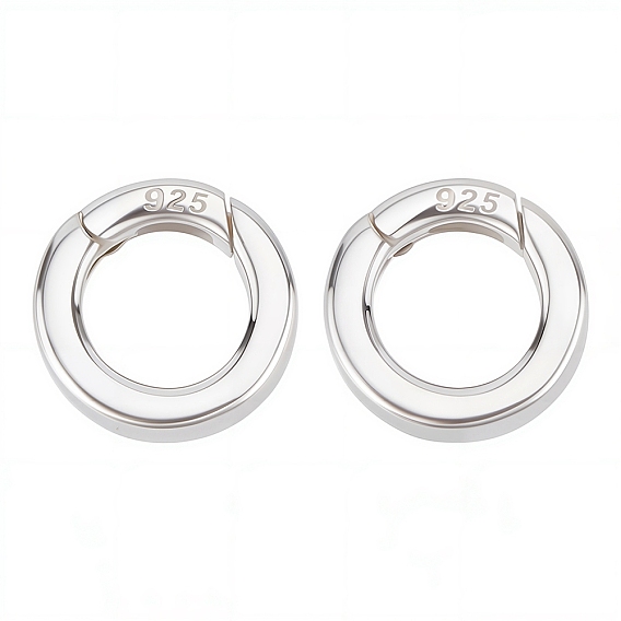 2Pcs 925 Sterling Silver Spring Gate Rings with 925 Stamp