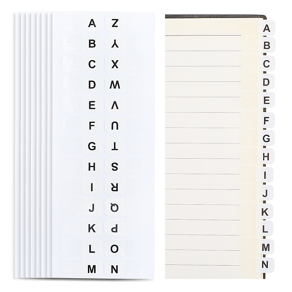 15шт. самоклеящиеся бумажные буквы, Разделитель для папок с алфавитом для файлов с книгами