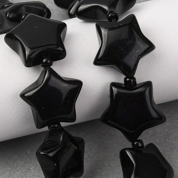 Природные обсидиана бисер нитей, звезда, с бисером