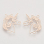 Brass Links Connectors, Etched Metal Embellishments, Long-Lasting Plated, Unicorn