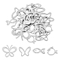 24Pcs 4 Style 304 Stainless Steel Linking Rings, Fish