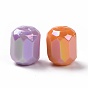 Opaque Acrylic Imitation Shell Beads, Faceted Barrel