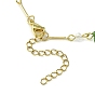 Flower & Leaf & Imitation Pearl Glass Charm Bracelet, with Golden Brass Bar Link Chains for Women