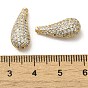 Brass Micro Pave Clear Cubic Zirconia Beads, Teardrop