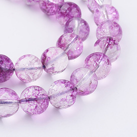 Natural Crackle Quartz Beads Strands, Dyed, Round
