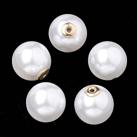 Écrous d'oreille en plastique imitation perles de haute qualité, dos d'oreille, Grade a, avec les accessoires en aluminium, ronde