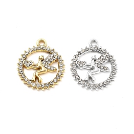 Подвески из сплава и страза, УФ-покрытием, фея, сердце