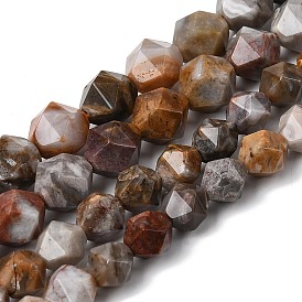 Натуральные нити бусин агата, звезды вырезать круглые бусы, граненые