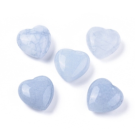 Natural Crackle Angelite Dyed & Heated Heart Love Stone, Pocket Palm Stone for Reiki Balancing