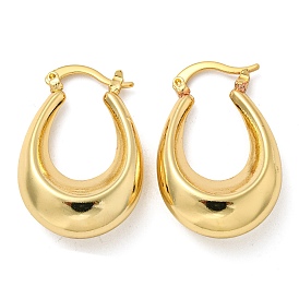 Rack Plated Chunky Teardrop Brass Hoop Earrings for Women, Lead Free & Cadmium Free, Long-Lasting Plated