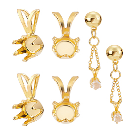 4шт. подвеска из стерлингового серебра с кабошоном, 6 настройки плоского круглого лотка с когтями