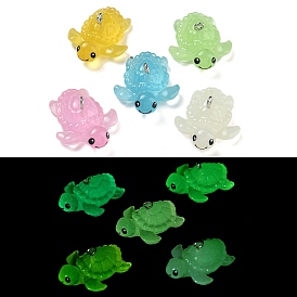 Pendentifs en résine luminou, avec boucle en fer, tortue