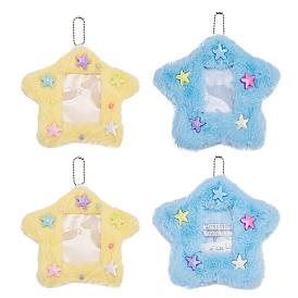 4 шт. 2 стильная плюшевая подставка для фотокарточек в форме звезды с цепочкой из пластиковых шариков, мини-держатель для фотокарточек