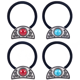 4 шт. 2 цвета сплава и смолы, имитация синтетической бирюзы и полиэстера, резинки для волос, полумесяц, аксессуары для волос для женщин