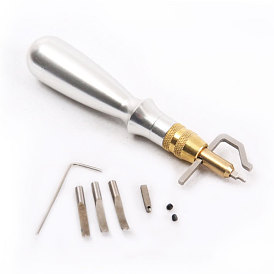 Adjustable Leather Stitching Groover, Sew Crease Leather Carving Cutting Edging Tools, with Aluminum Handle